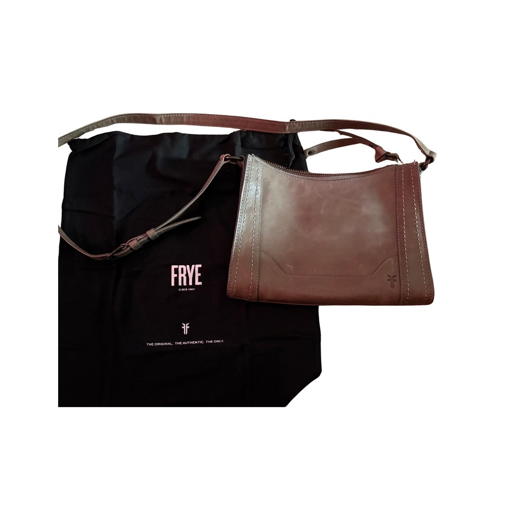 Frye Melissa Leather Crossbody Bag Gray Zip Top Handbag with Dust Bag